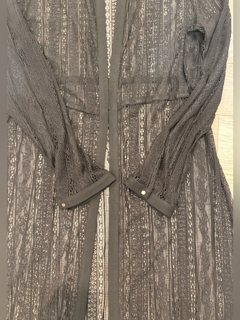 Alberto Makali Sheer Mesh Lace Duster Black NWT - Picture 7 of 8